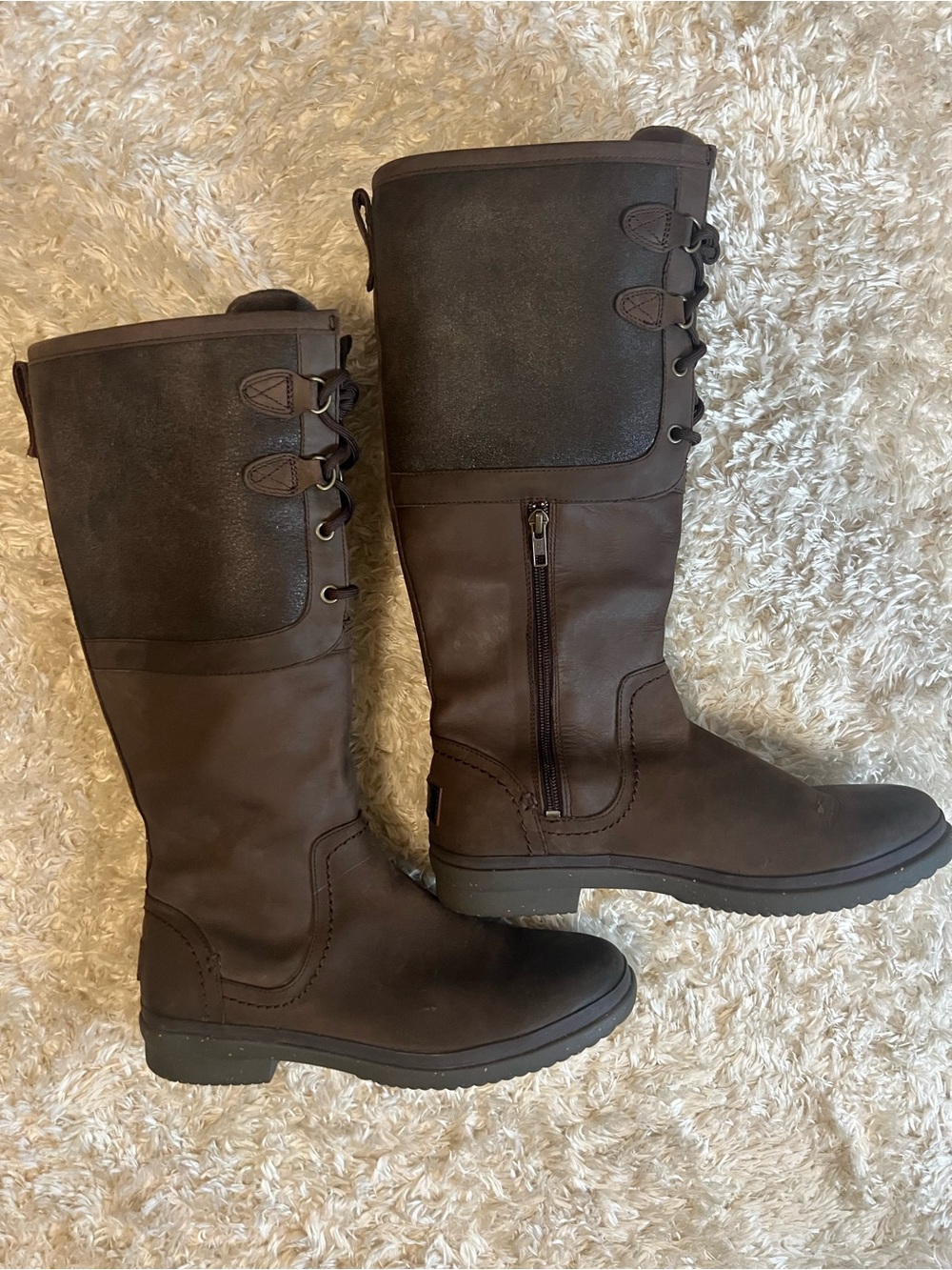 UGG Women's Elsa Dark Brown Waterproof Leather Boots Sz 10